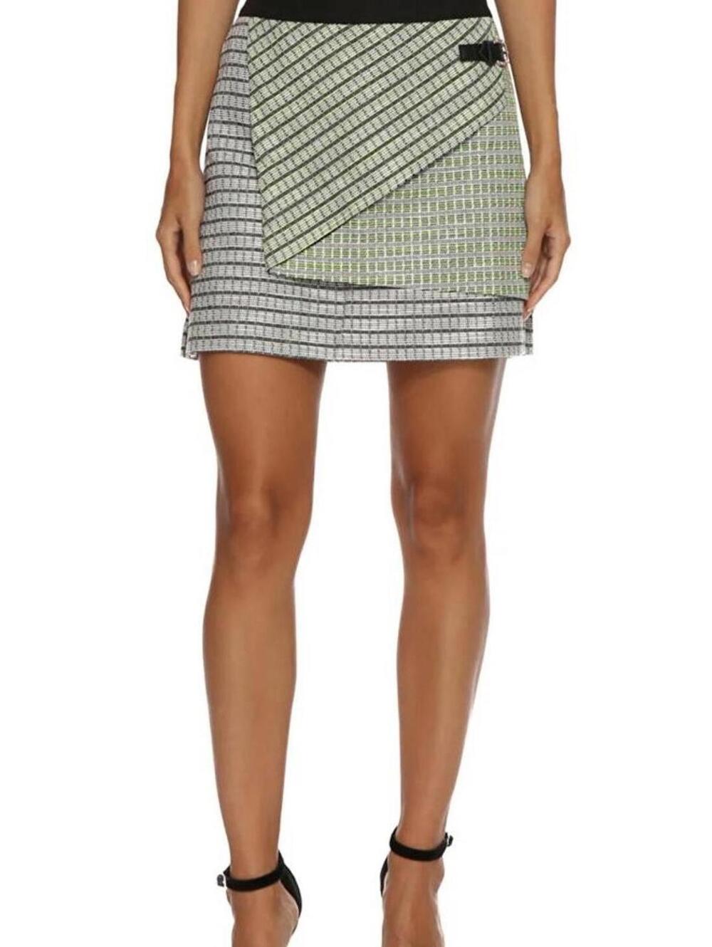 Karen Millen Geometric Wrap Mini Skirt Black White Size 4